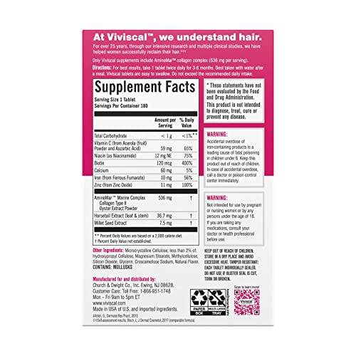 Viviscal Women's Hair Growth Supplement with Collagen | 180 Tablets – Supplementhub