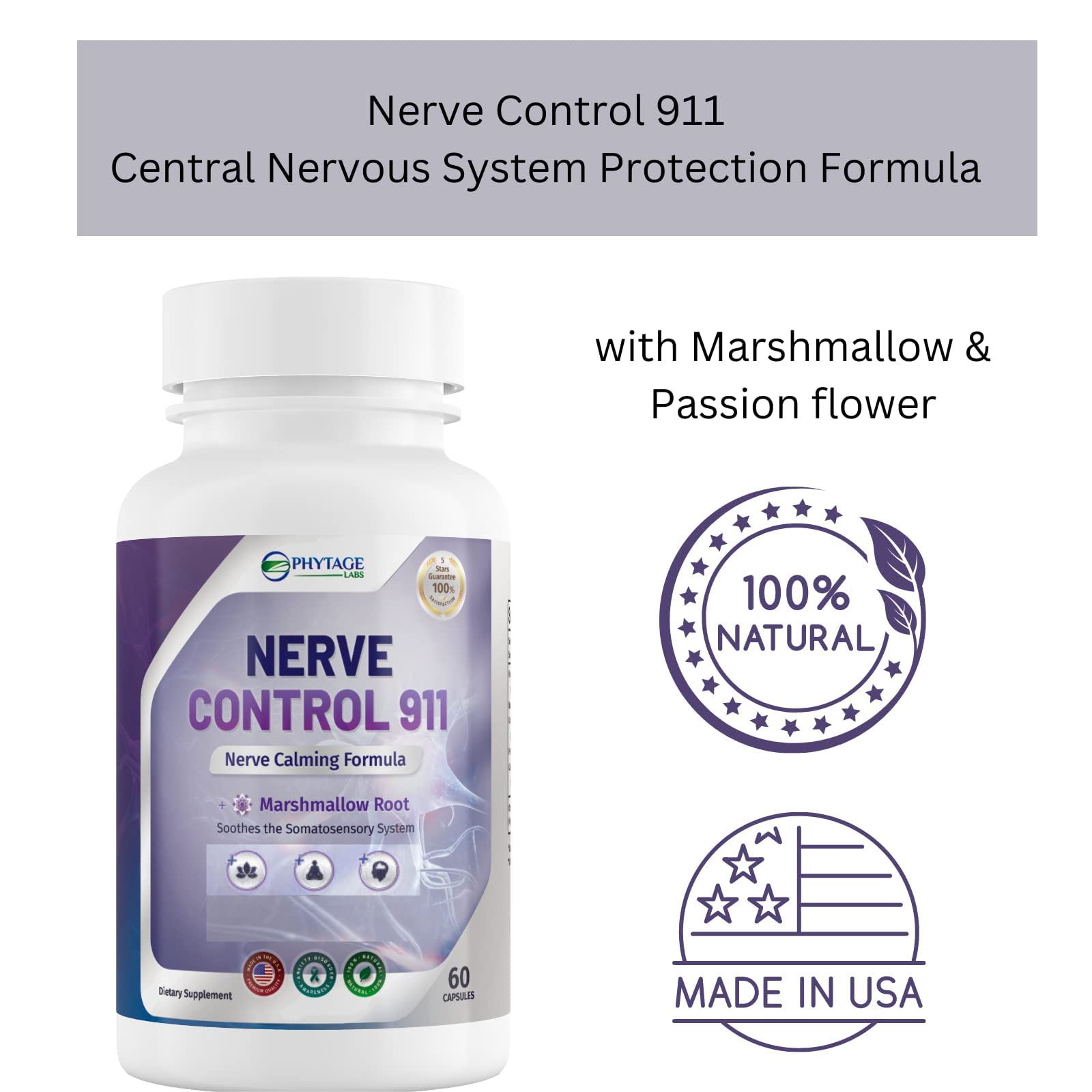 Nerve Control 911 – Natural Plant-Based Nerve Health Supplement 60 Capsules