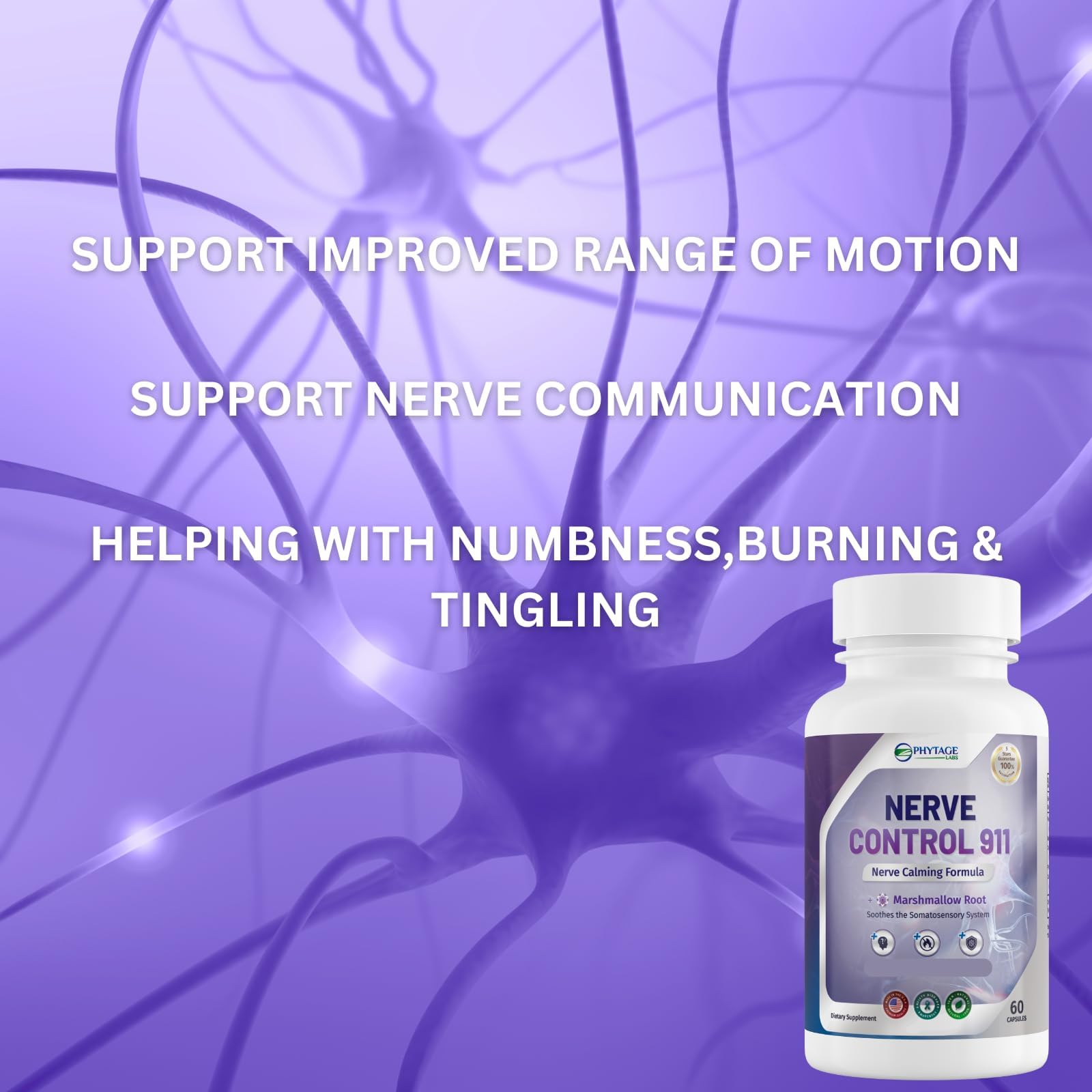 Nerve Control 911 – Natural Plant-Based Nerve Health Supplement 60 Capsules